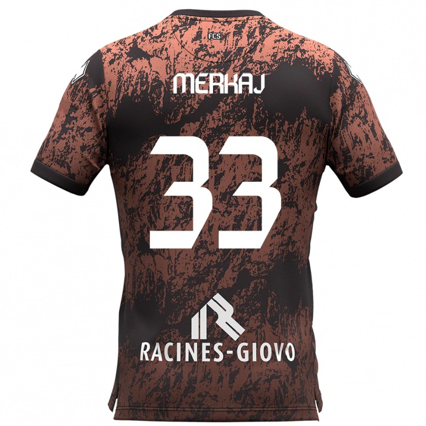 Danxen Kinder Silvio Merkaj #33 Braun Schwarz Auswärtstrikot Trikot 2025/26 T-Shirt
