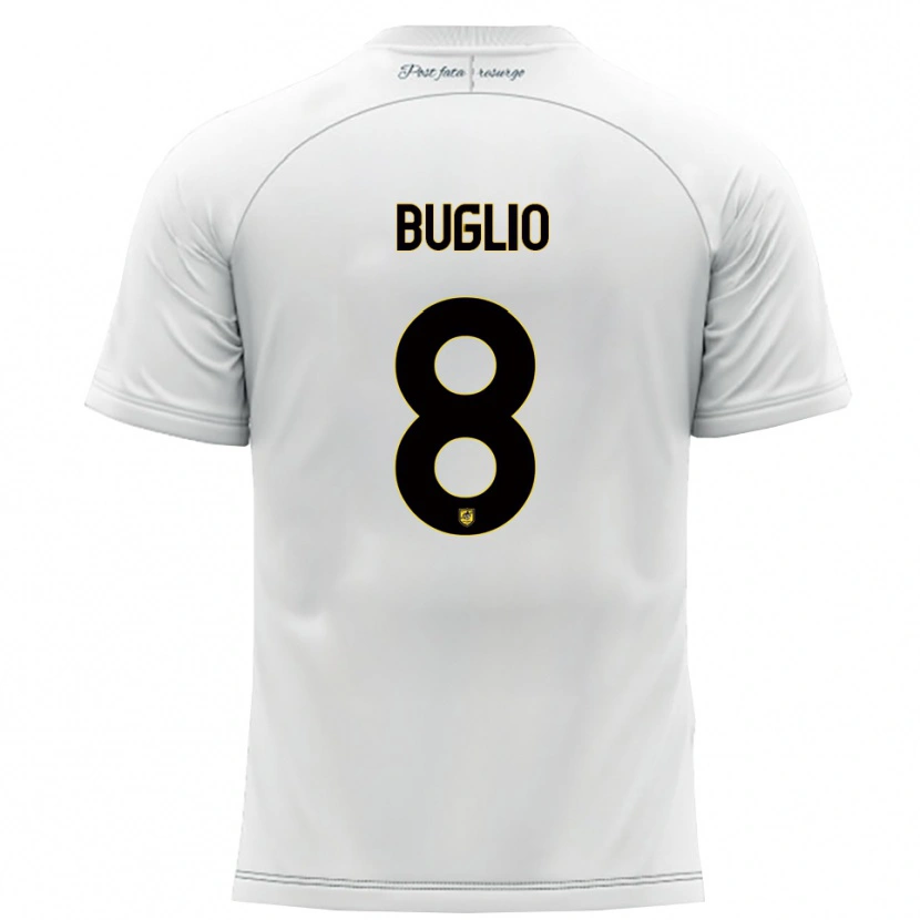 Danxen Kinder Davide Buglio #8 Weiß Gelb Auswärtstrikot Trikot 2025/26 T-Shirt