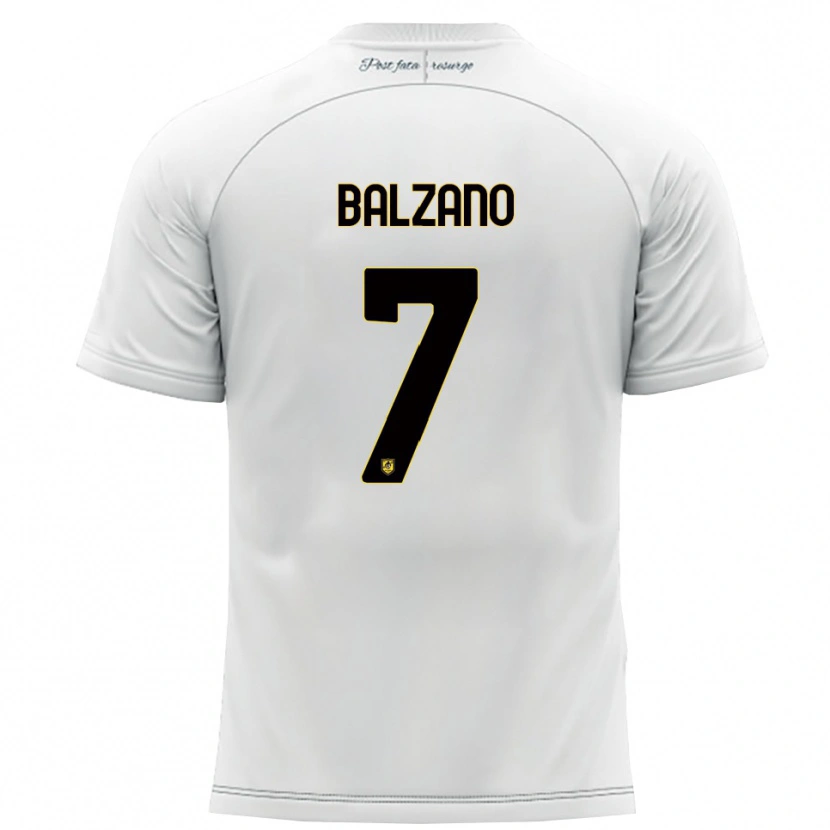 Danxen Kinder Francesco Balzano #7 Weiß Gelb Auswärtstrikot Trikot 2025/26 T-Shirt