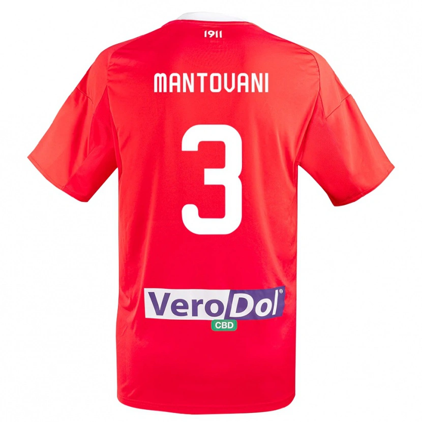 Danxen Kinder Valerio Mantovani #3 Rot Weiß Auswärtstrikot Trikot 2025/26 T-Shirt