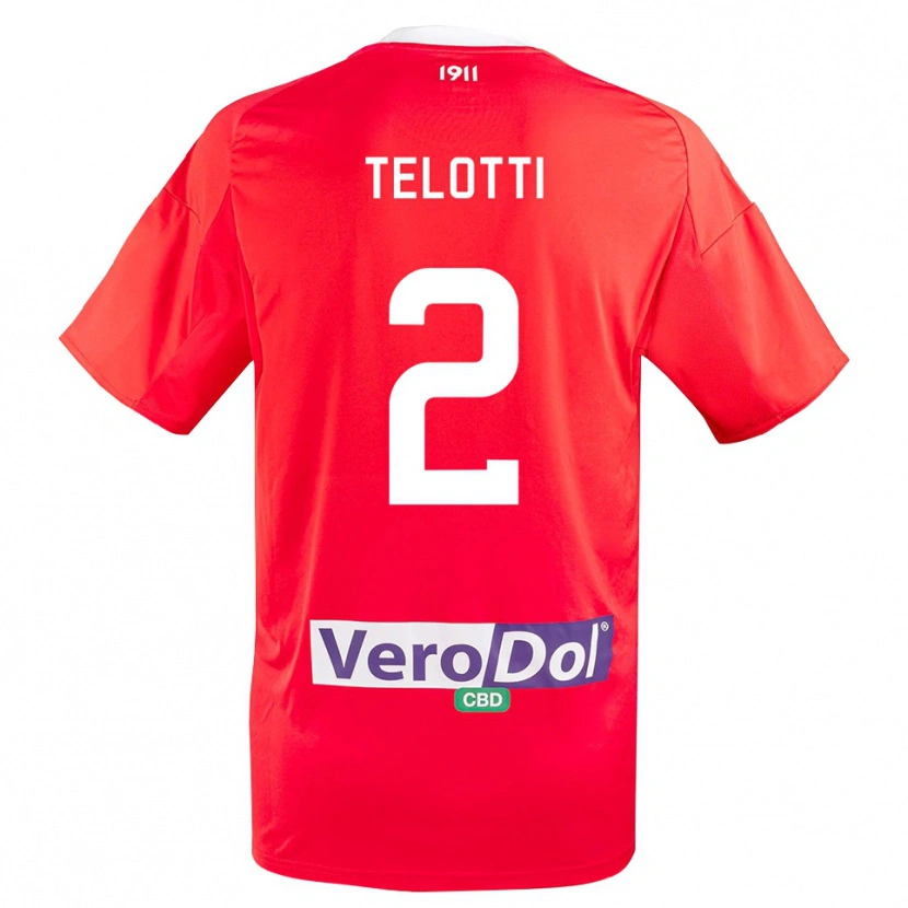 Danxen Kinder Giacomo Telotti #2 Rot Weiß Auswärtstrikot Trikot 2025/26 T-Shirt