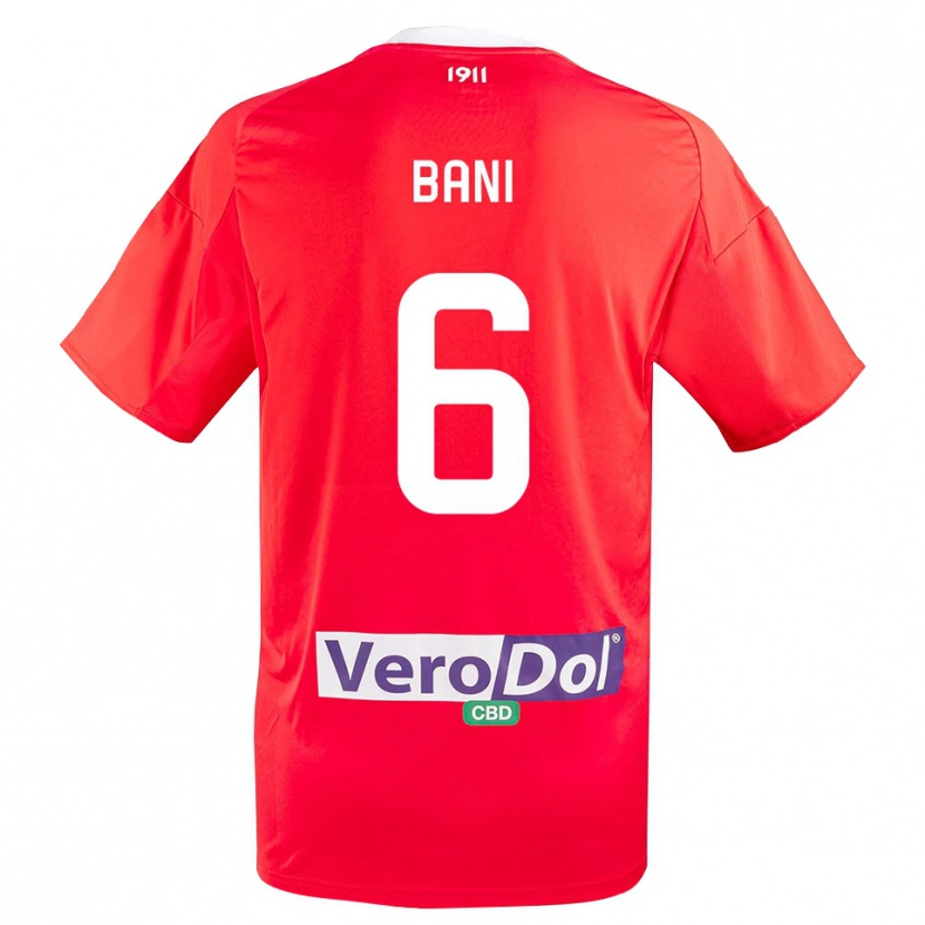 Danxen Kinder Cristiano Bani #6 Rot Weiß Auswärtstrikot Trikot 2025/26 T-Shirt