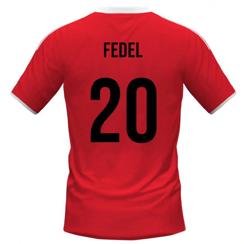 Danxen Kinder Giacomo Fedel #20 Rot Weiß Auswärtstrikot Trikot 2025/26 T-Shirt