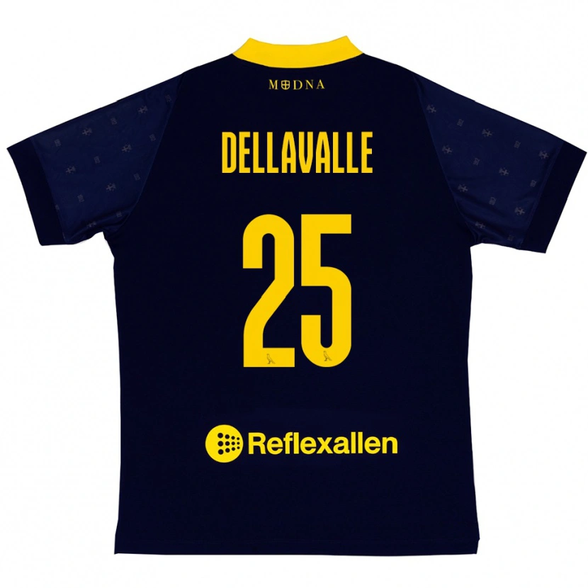 Danxen Kinder Alessandro Dellavalle #25 Marineblau Gelb Auswärtstrikot Trikot 2025/26 T-Shirt