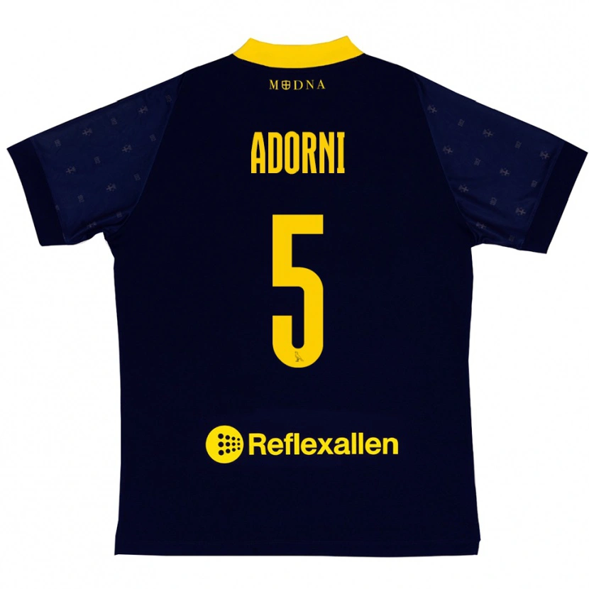 Danxen Kinder Davide Adorni #5 Marineblau Gelb Auswärtstrikot Trikot 2025/26 T-Shirt
