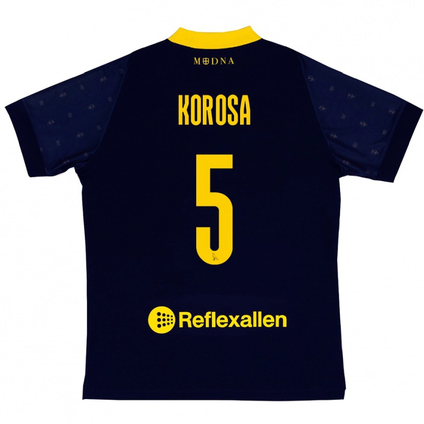 Danxen Kinder Anej Koroša #5 Marineblau Gelb Auswärtstrikot Trikot 2025/26 T-Shirt