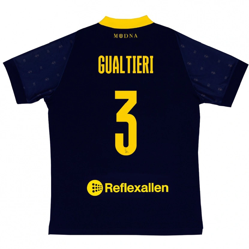 Danxen Kinder Stefano Gualtieri #3 Marineblau Gelb Auswärtstrikot Trikot 2025/26 T-Shirt