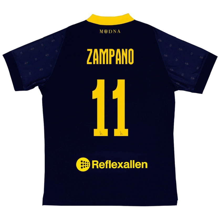 Danxen Kinder Francesco Zampano #11 Marineblau Gelb Auswärtstrikot Trikot 2025/26 T-Shirt