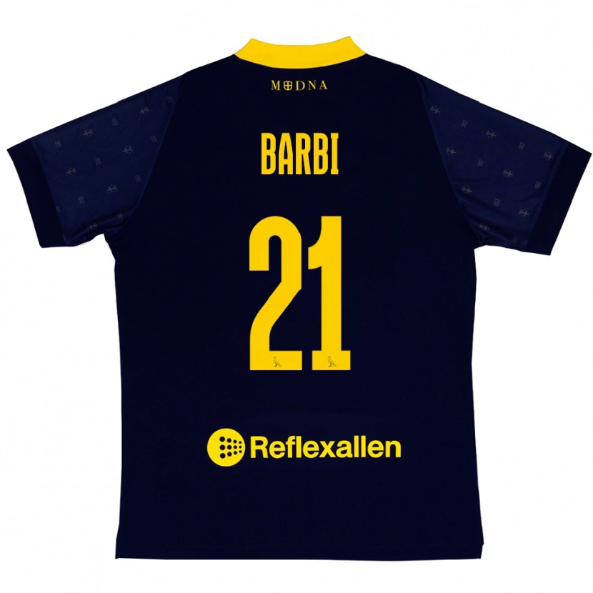 Danxen Kinder Edoardo Barbi #21 Marineblau Gelb Auswärtstrikot Trikot 2025/26 T-Shirt