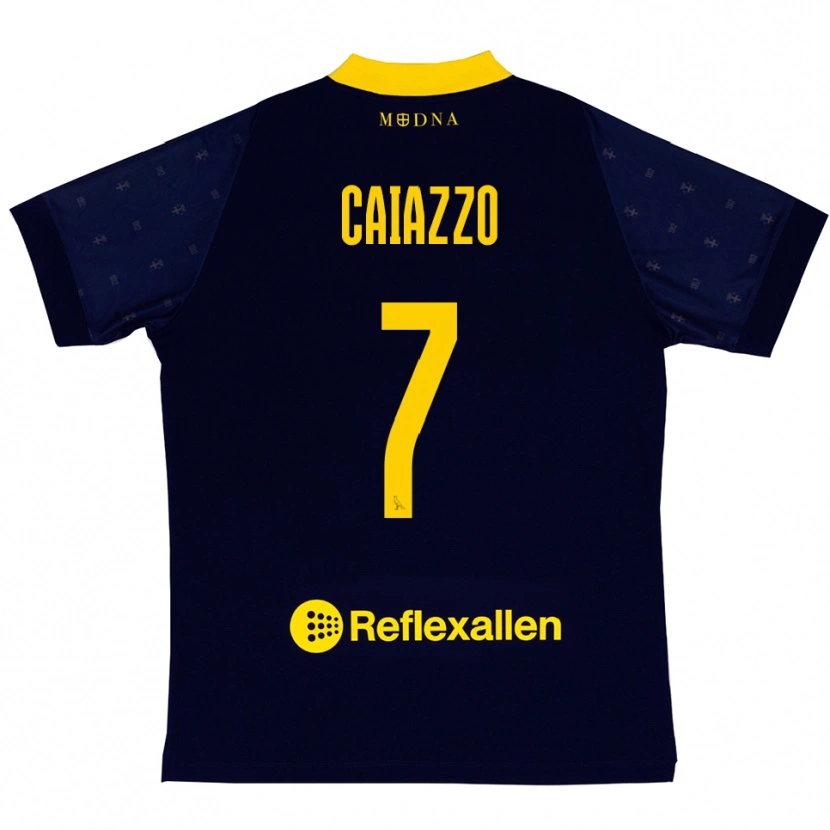 Danxen Kinder Antonio Caiazzo #7 Marineblau Gelb Auswärtstrikot Trikot 2025/26 T-Shirt