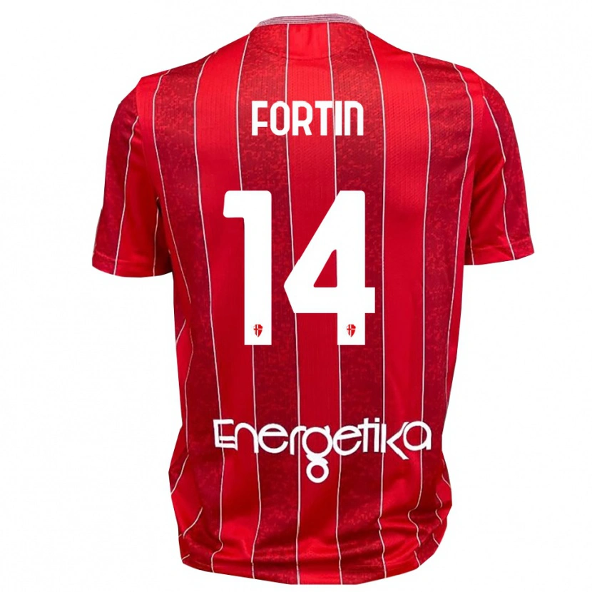 Danxen Kinder Mattia Fortin #14 Rot Weiß Auswärtstrikot Trikot 2025/26 T-Shirt