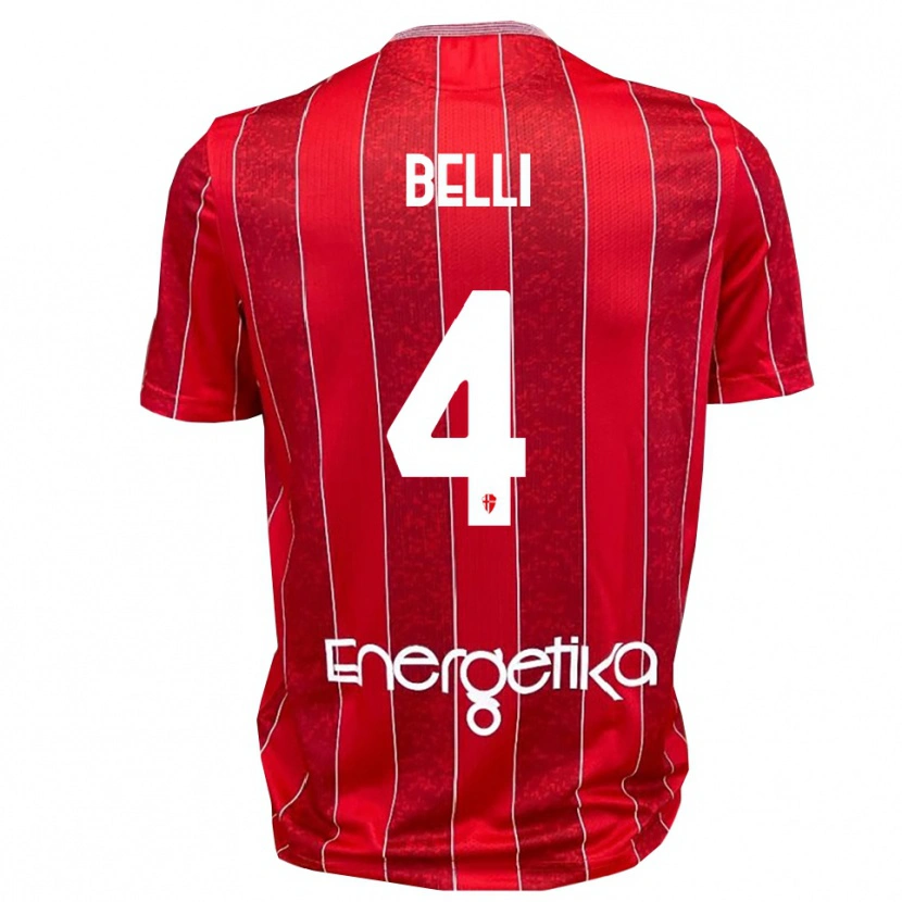 Danxen Kinder Francesco Belli #4 Rot Weiß Auswärtstrikot Trikot 2025/26 T-Shirt