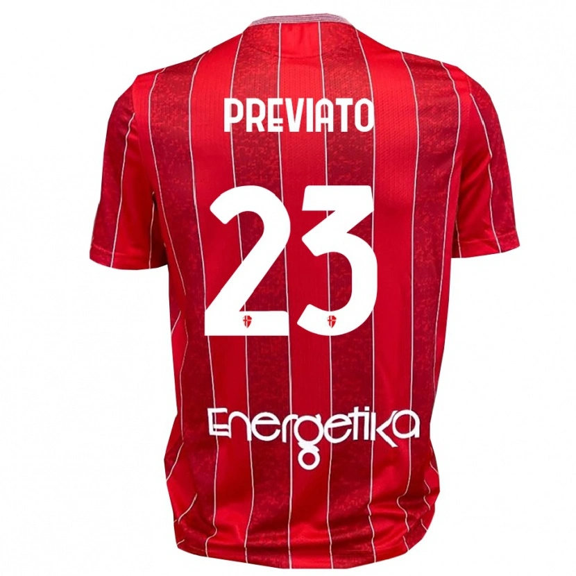 Danxen Kinder Sebastiano Previato #23 Rot Weiß Auswärtstrikot Trikot 2025/26 T-Shirt