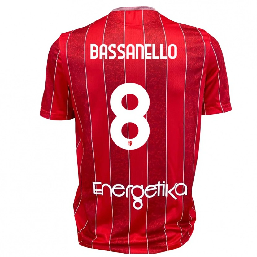 Danxen Kinder Davide Bassanello #8 Rot Weiß Auswärtstrikot Trikot 2025/26 T-Shirt