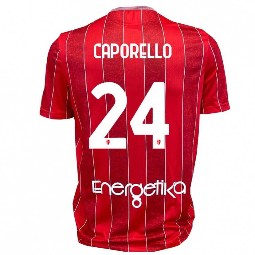 Danxen Kinder Edoardo Caporello #24 Rot Weiß Auswärtstrikot Trikot 2025/26 T-Shirt