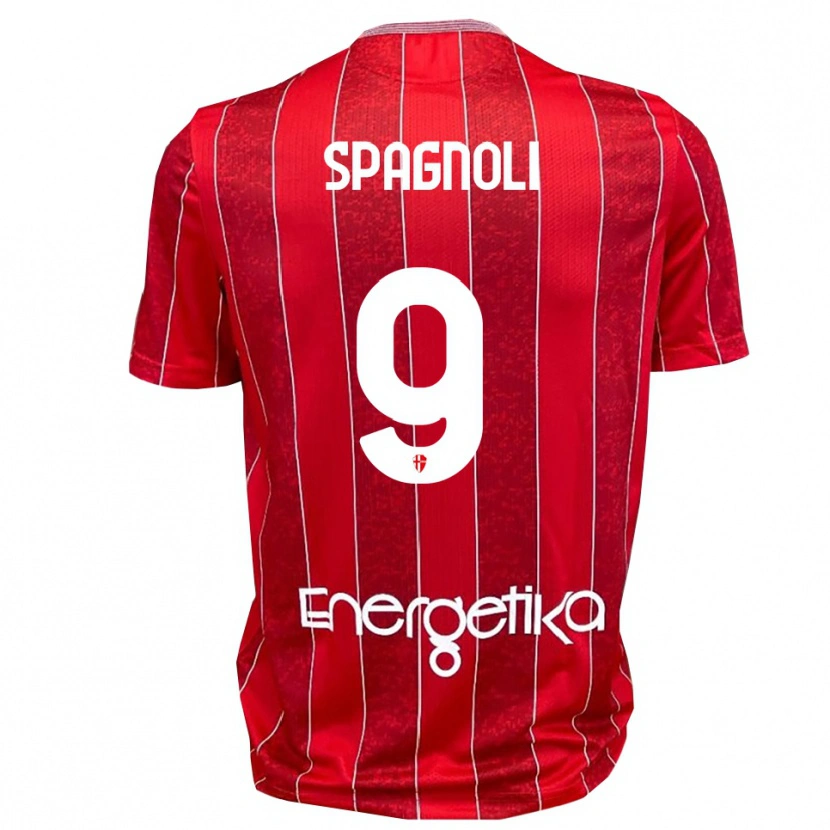 Danxen Kinder Alberto Spagnoli #9 Rot Weiß Auswärtstrikot Trikot 2025/26 T-Shirt