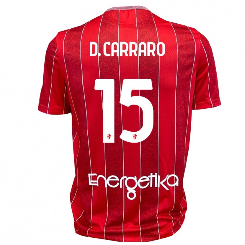 Danxen Kinder Davide Carraro #15 Rot Weiß Auswärtstrikot Trikot 2025/26 T-Shirt