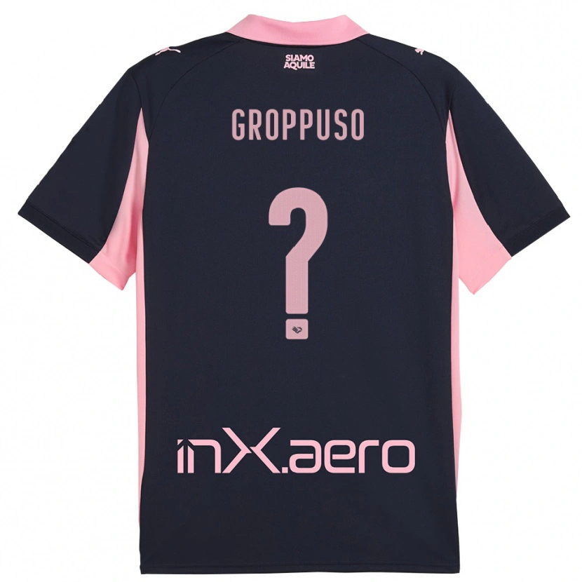 Danxen Kinder Gabriele Groppuso #0 Marineblau Pink Auswärtstrikot Trikot 2025/26 T-Shirt