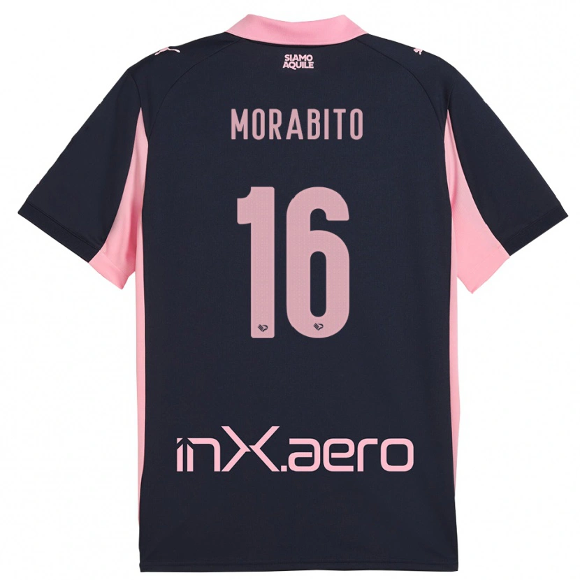 Danxen Kinder Gioele Maria Morabito #16 Marineblau Pink Auswärtstrikot Trikot 2025/26 T-Shirt
