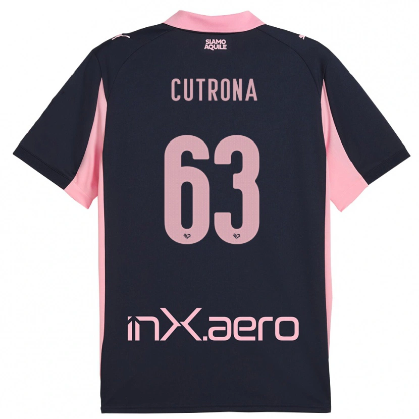 Danxen Kinder Francesco Cutrona #63 Marineblau Pink Auswärtstrikot Trikot 2025/26 T-Shirt