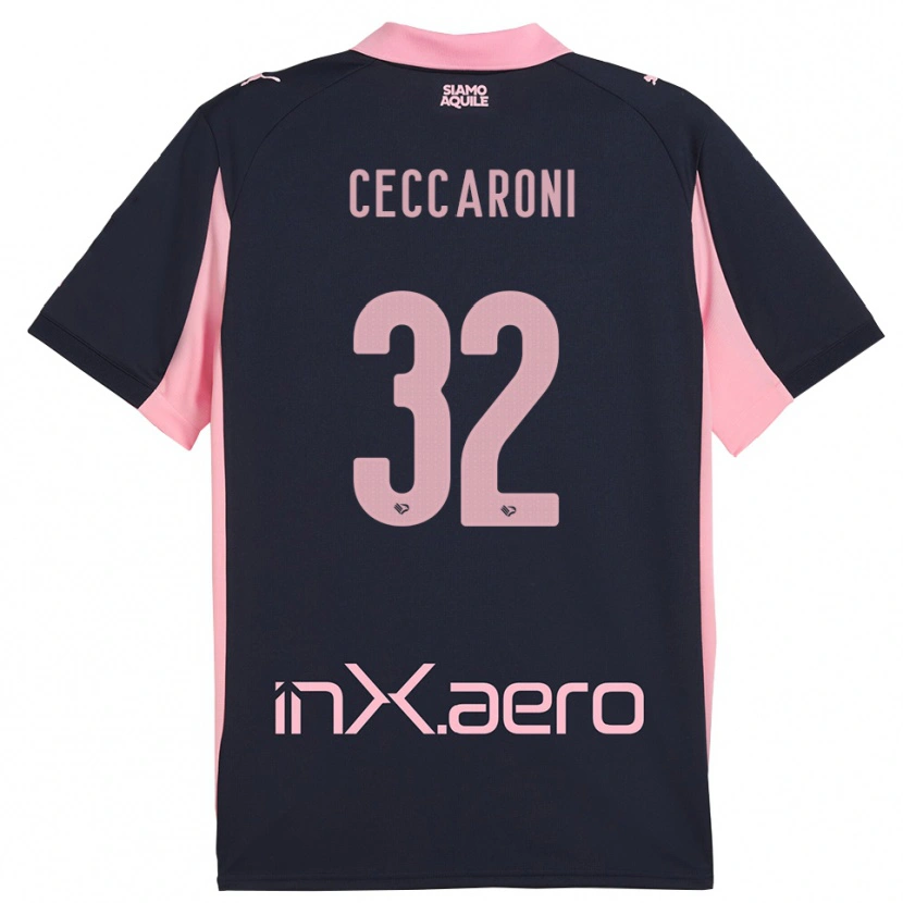 Danxen Kinder Pietro Ceccaroni #32 Marineblau Pink Auswärtstrikot Trikot 2025/26 T-Shirt