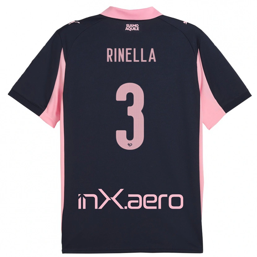 Danxen Kinder Alessandro Rinella #3 Marineblau Pink Auswärtstrikot Trikot 2025/26 T-Shirt