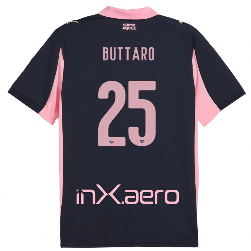Danxen Kinder Alessio Buttaro #25 Marineblau Pink Auswärtstrikot Trikot 2025/26 T-Shirt