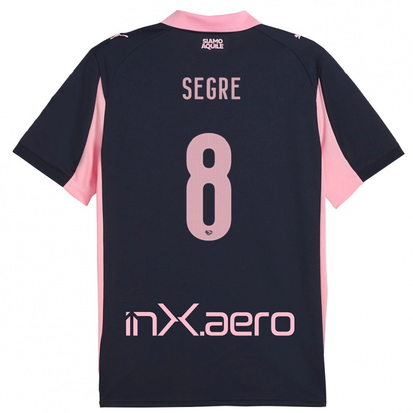 Danxen Kinder Jacopo Segre #8 Marineblau Pink Auswärtstrikot Trikot 2025/26 T-Shirt
