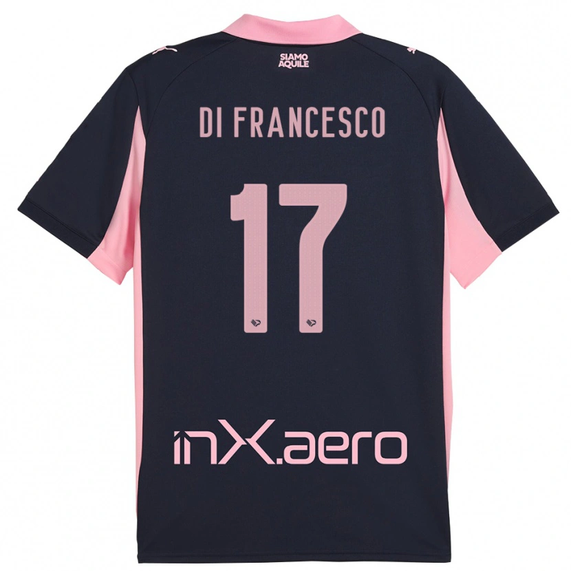 Danxen Kinder Federico Di Francesco #17 Marineblau Pink Auswärtstrikot Trikot 2025/26 T-Shirt