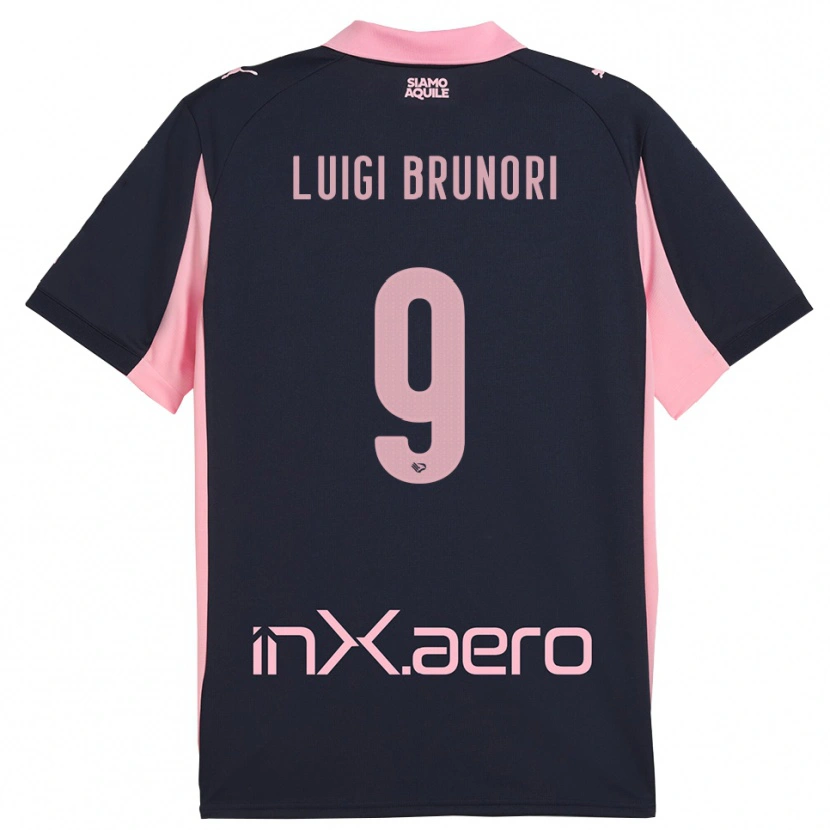 Danxen Kinder Matteo Luigi Brunori #9 Marineblau Pink Auswärtstrikot Trikot 2025/26 T-Shirt