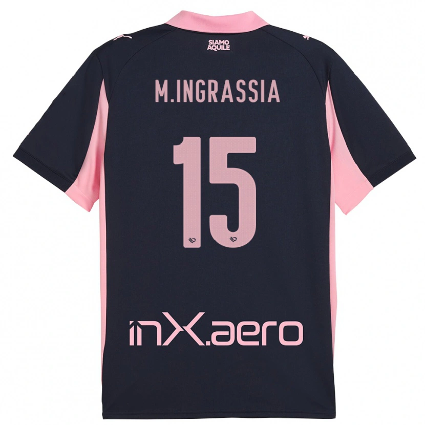 Danxen Kinder Manuel Ingrassia #15 Marineblau Pink Auswärtstrikot Trikot 2025/26 T-Shirt