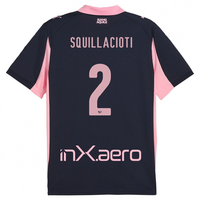 Danxen Kinder Salvatore Squillacioti #2 Marineblau Pink Auswärtstrikot Trikot 2025/26 T-Shirt