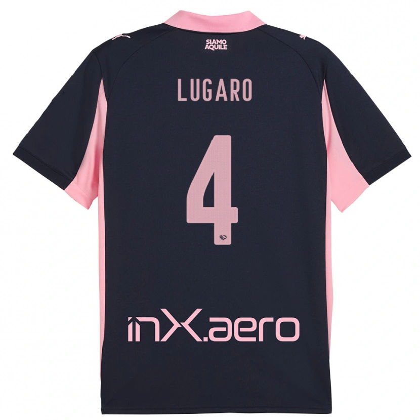 Danxen Kinder Lorenzo Lugaro #4 Marineblau Pink Auswärtstrikot Trikot 2025/26 T-Shirt