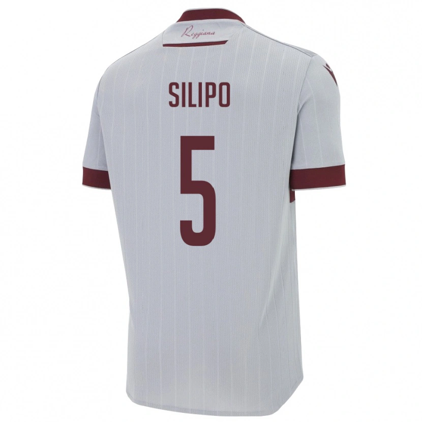 Danxen Kinder Alessandro Silipo #5 Burgund Weiß Auswärtstrikot Trikot 2025/26 T-Shirt