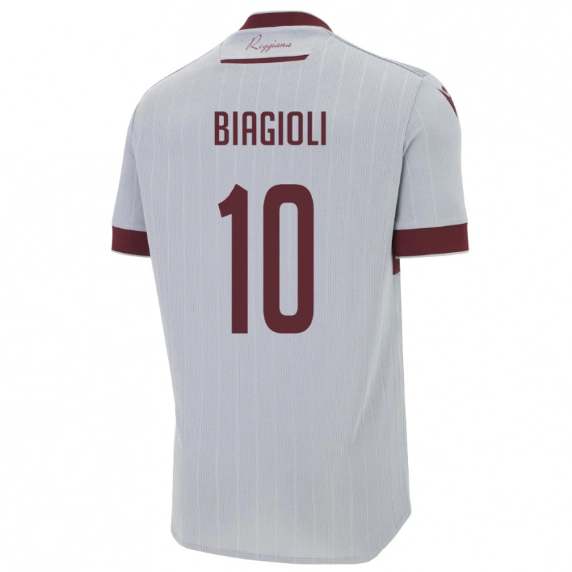 Danxen Kinder Martino Biagioli #10 Burgund Weiß Auswärtstrikot Trikot 2025/26 T-Shirt
