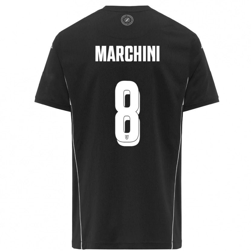 Danxen Kinder Mattia Marchini #8 Schwarz Weiß Auswärtstrikot Trikot 2025/26 T-Shirt