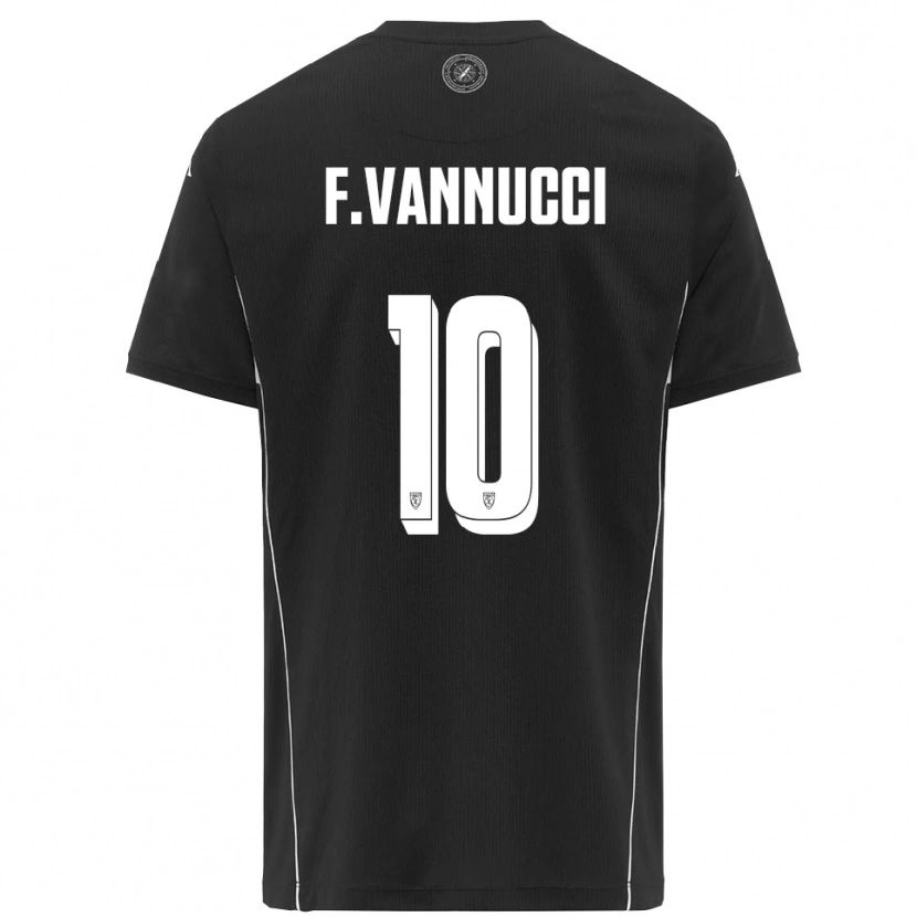 Danxen Kinder Federico Vannucci #10 Schwarz Weiß Auswärtstrikot Trikot 2025/26 T-Shirt