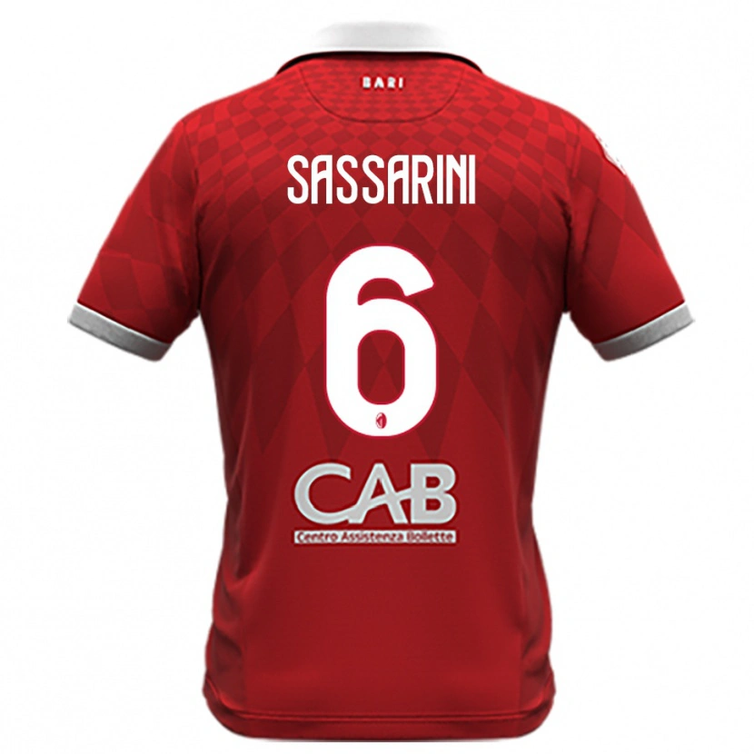 Danxen Kinder Luca Sassarini #6 Rot Weiß Auswärtstrikot Trikot 2025/26 T-Shirt