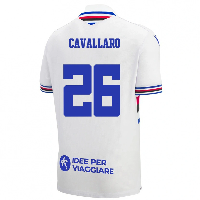 Danxen Kinder Michele Cavallaro #26 Weiß Blau Rot Auswärtstrikot Trikot 2025/26 T-Shirt