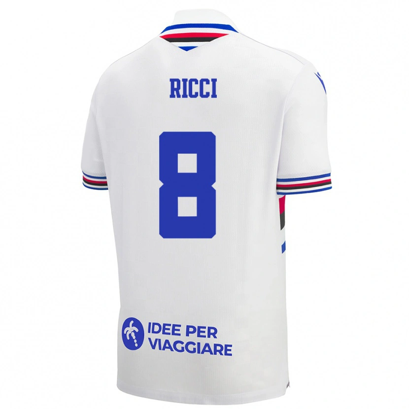Danxen Kinder Matteo Ricci #8 Weiß Blau Rot Auswärtstrikot Trikot 2025/26 T-Shirt