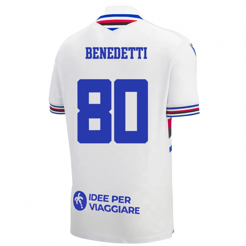 Danxen Kinder Leonardo Benedetti #80 Weiß Blau Rot Auswärtstrikot Trikot 2025/26 T-Shirt