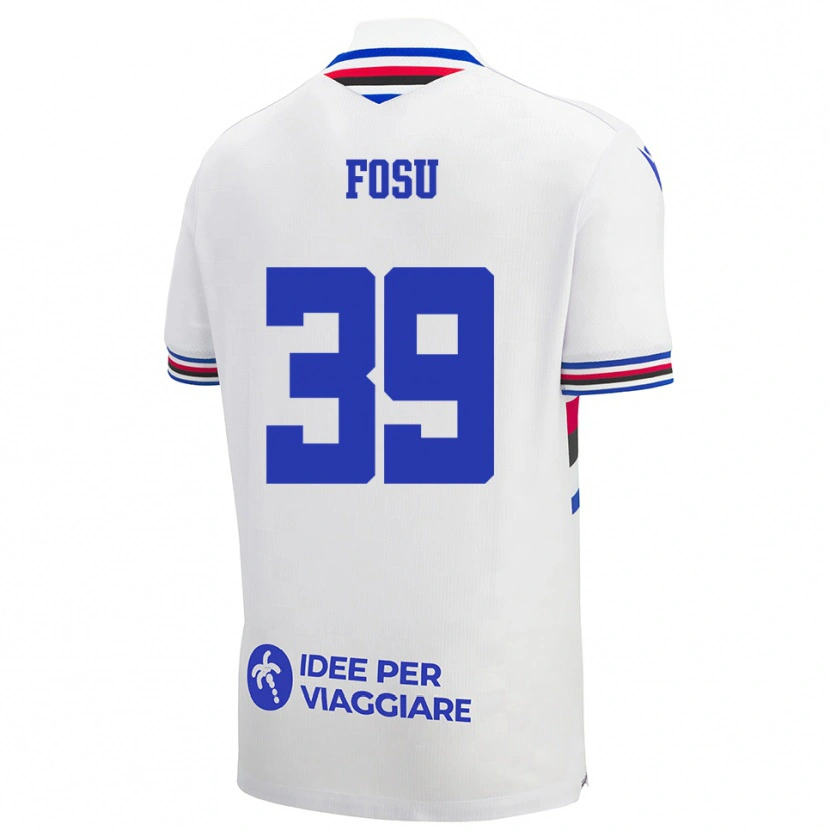 Danxen Kinder Michael Fosu #39 Weiß Blau Rot Auswärtstrikot Trikot 2025/26 T-Shirt