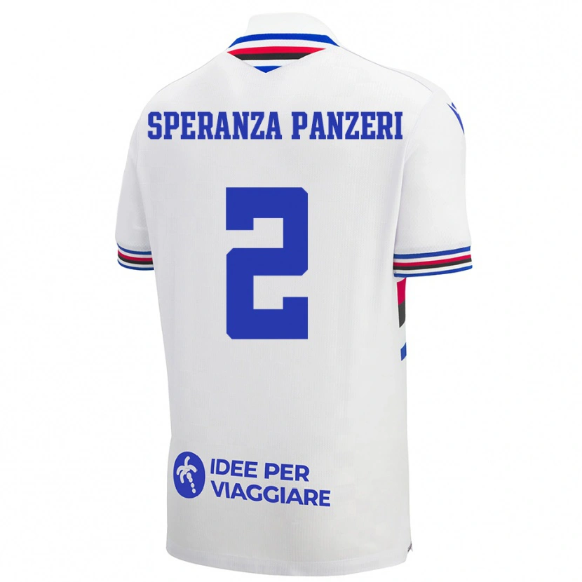 Danxen Kinder Vanessa Speranza Panzeri #2 Weiß Blau Rot Auswärtstrikot Trikot 2025/26 T-Shirt