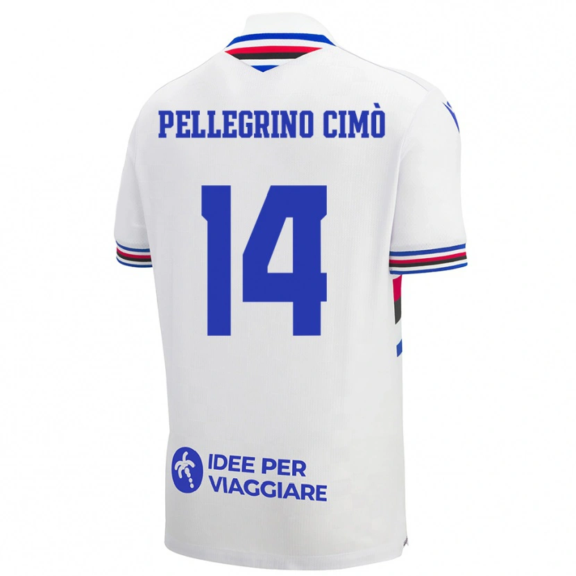 Danxen Kinder Giada Pellegrino Cimò #14 Weiß Blau Rot Auswärtstrikot Trikot 2025/26 T-Shirt