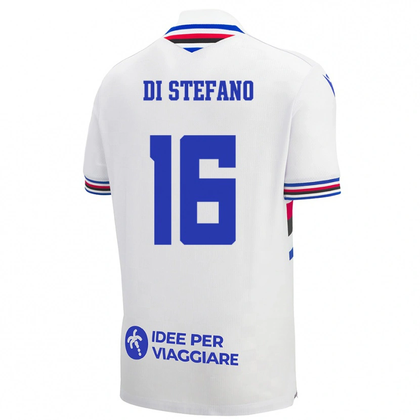 Danxen Kinder Lorenzo Di Stefano #16 Weiß Blau Rot Auswärtstrikot Trikot 2025/26 T-Shirt