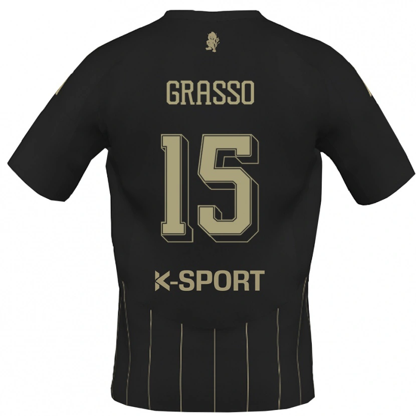 Danxen Kinder Agostino Grasso #15 Grau Weiß Auswärtstrikot Trikot 2025/26 T-Shirt