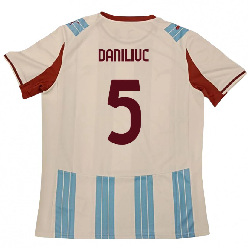 Danxen Kinder Flavius Daniliuc #5 Himmelblau Weiß Auswärtstrikot Trikot 2025/26 T-Shirt