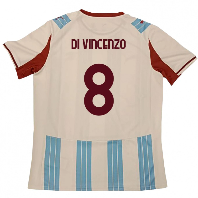 Danxen Kinder Edoardo Di Vincenzo #8 Himmelblau Weiß Auswärtstrikot Trikot 2025/26 T-Shirt