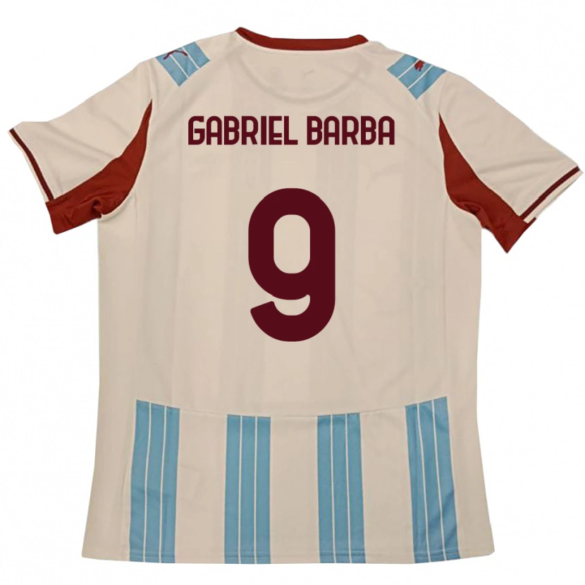 Danxen Kinder Luigi Gabriel Barba #9 Himmelblau Weiß Auswärtstrikot Trikot 2025/26 T-Shirt