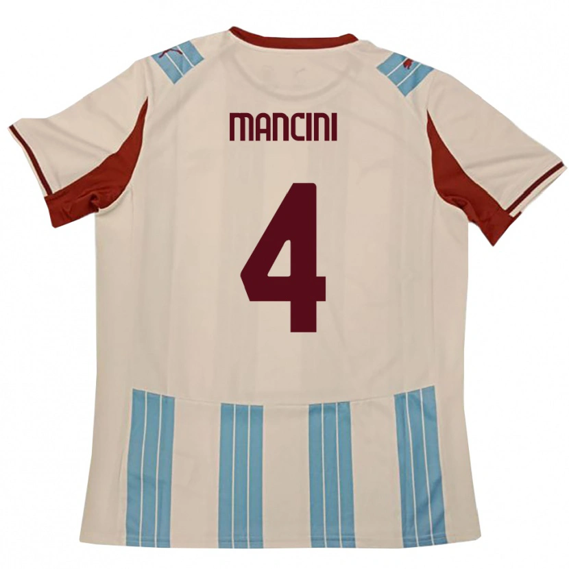 Danxen Kinder Samuele Mancini #4 Himmelblau Weiß Auswärtstrikot Trikot 2025/26 T-Shirt